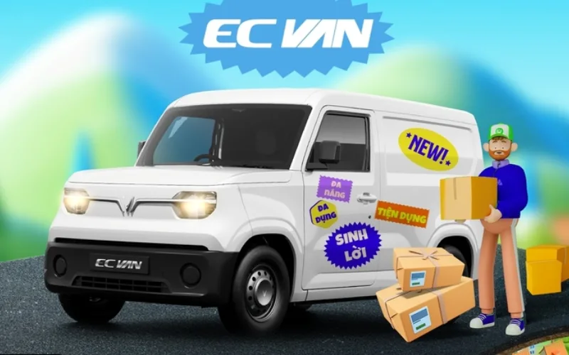 vinfast-ec-van-5-png Xe tải điện của VinFast được thiết kế với một không gian cabin dành cho hai người ngồi và một khu vực chứa hàng hóa ở phía sau