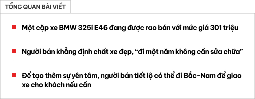 Rao một cặp BMW 325i giá từ 150 triệu đồng/chiếc, người bán chia sẻ: ‘Đi một năm không cần sửa’- Ảnh 1. Rao một cặp BMW 325i giá từ 150 triệu đồng/chiếc, người bán chia sẻ: ‘Đi một năm không cần sửa’- Ảnh 1.