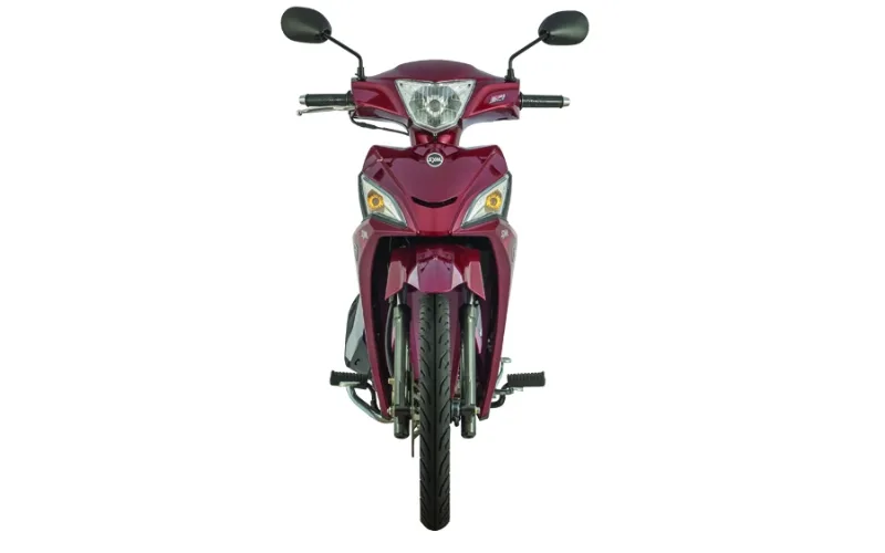sym-angel-125cc-9-png Phần đèn pha ở đầu xe được tạo hình lục giác độc đáo, trong khi đèn xi nhan được đặt ở yếm trước xe